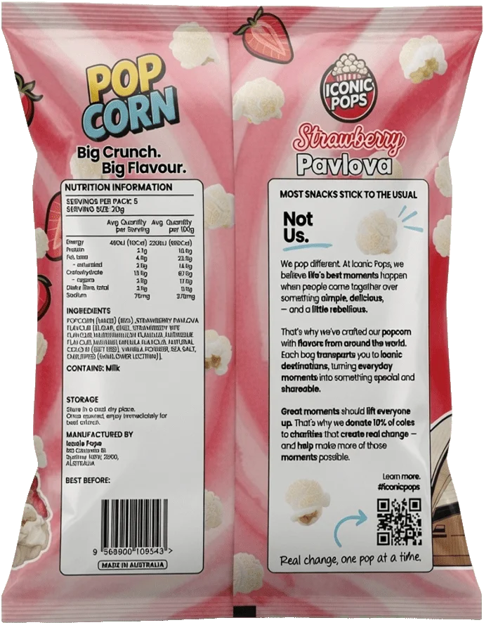 Strawberry Pavlova – back of pack